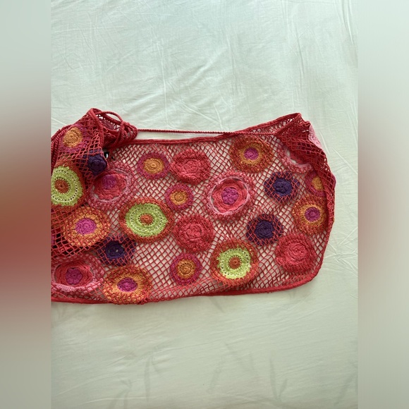 NWT ZARA BLOG FAVE CROCHET knit ecru pink/red FLORAL mini SKIRT size M - Picture 9 of 16